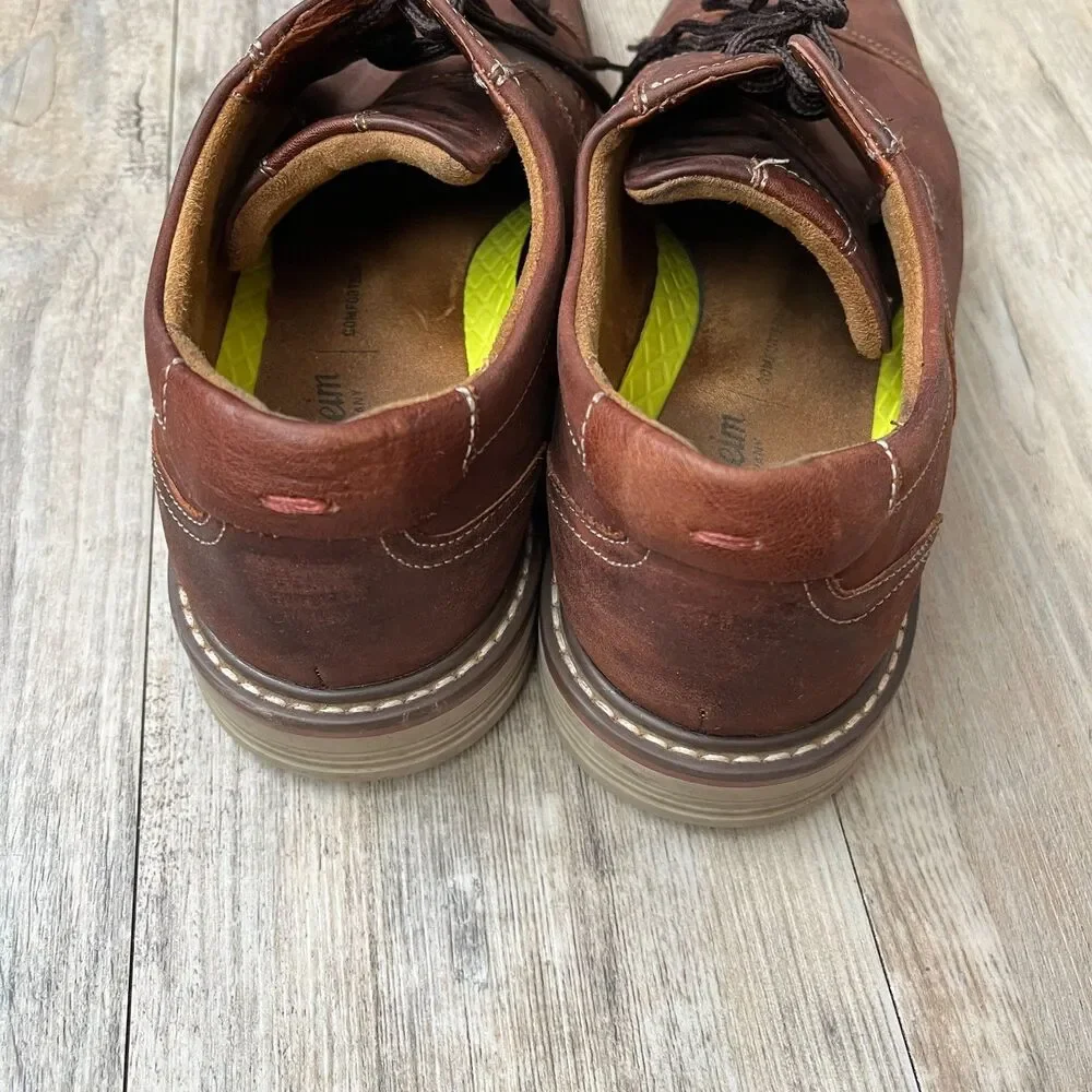 Florsheim Norwalk Plain Toe Oxford Brown Leather Shoes Comfortech Mens 9M Rustic